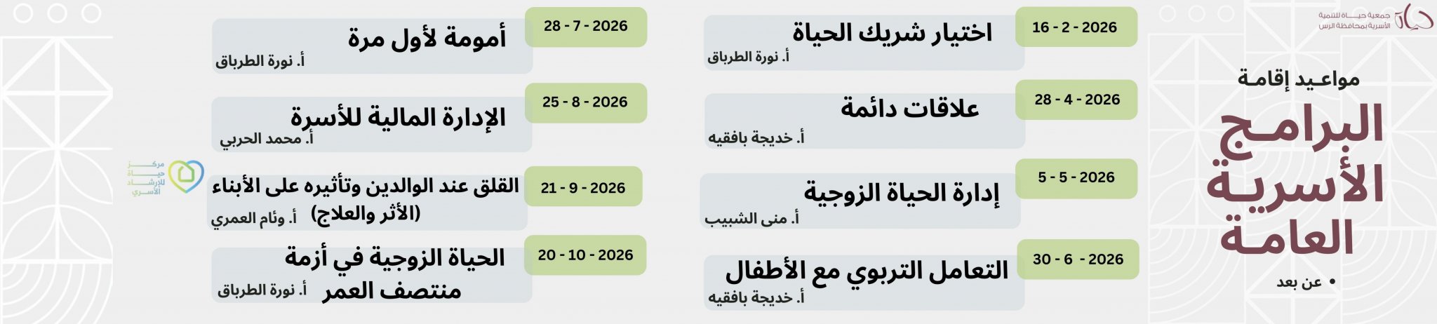 جمعية حياة للتنمية الاسرية في محافظة الرس 